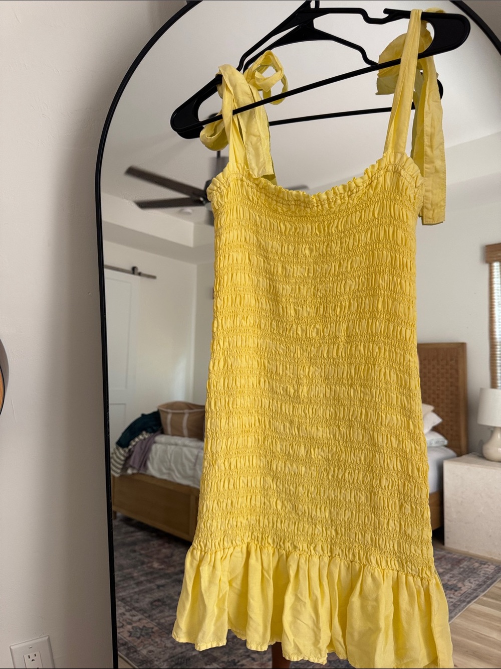 Bella Dahl Yellow Smocked Sundress with Ruffle Hem